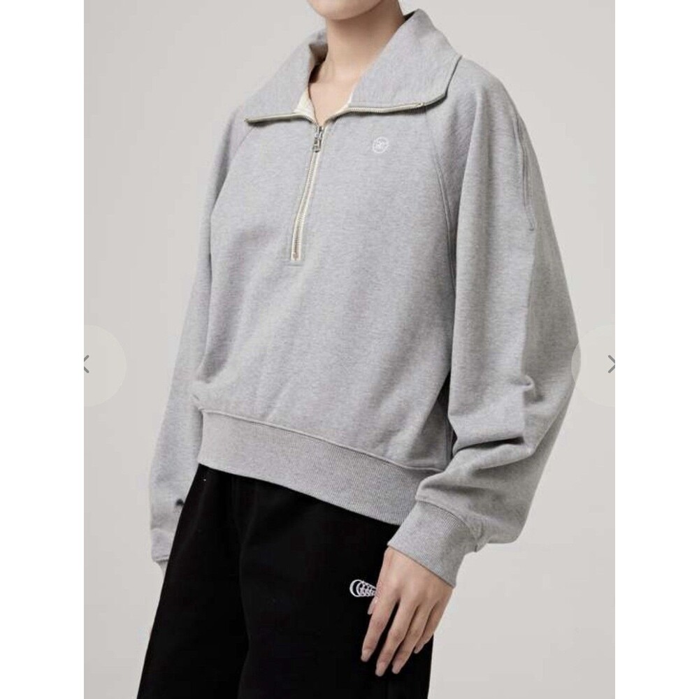 Recto White Embroidered Logo 1/4 Zip Oversized Pullover Sweatshirt Size S
